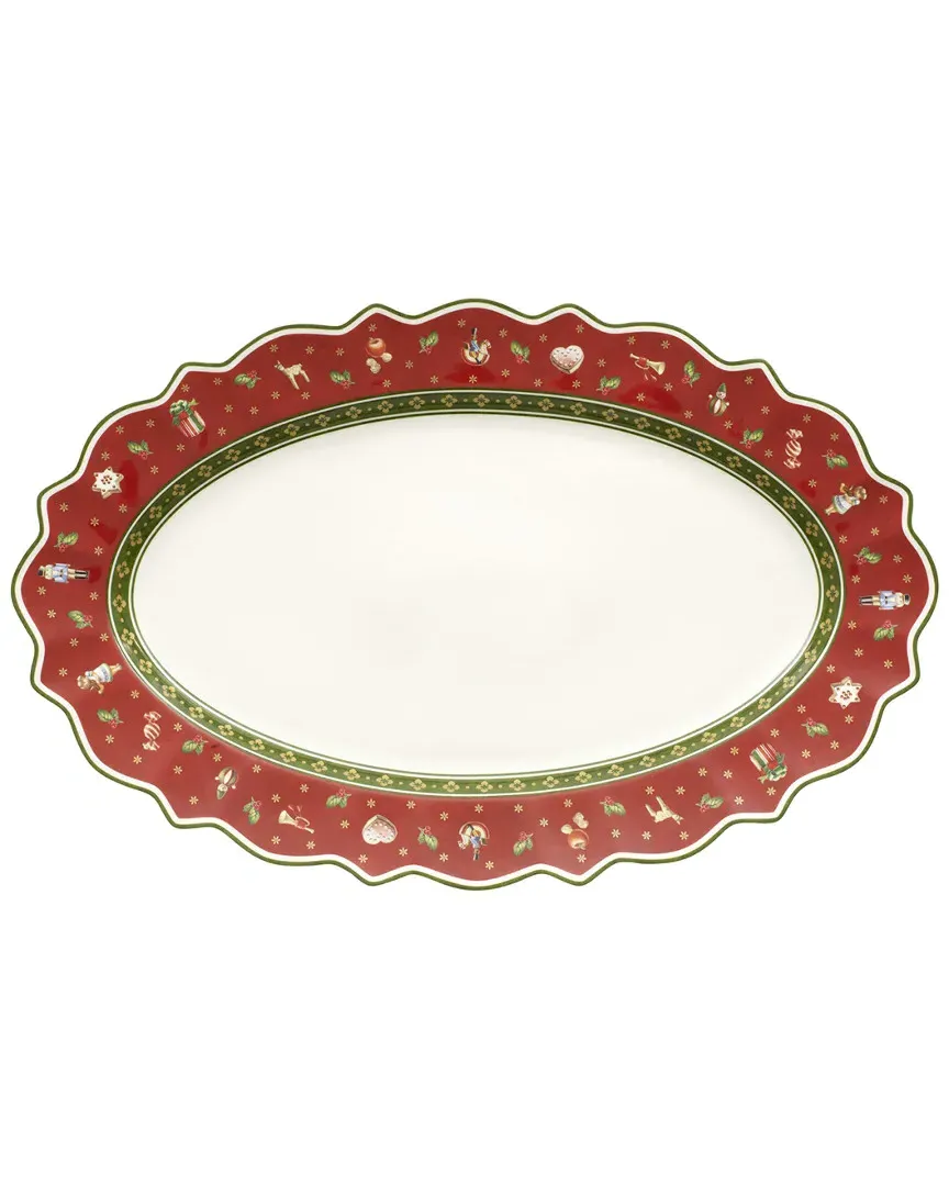 Christmas Toy's Delight Large Oval Platter - White