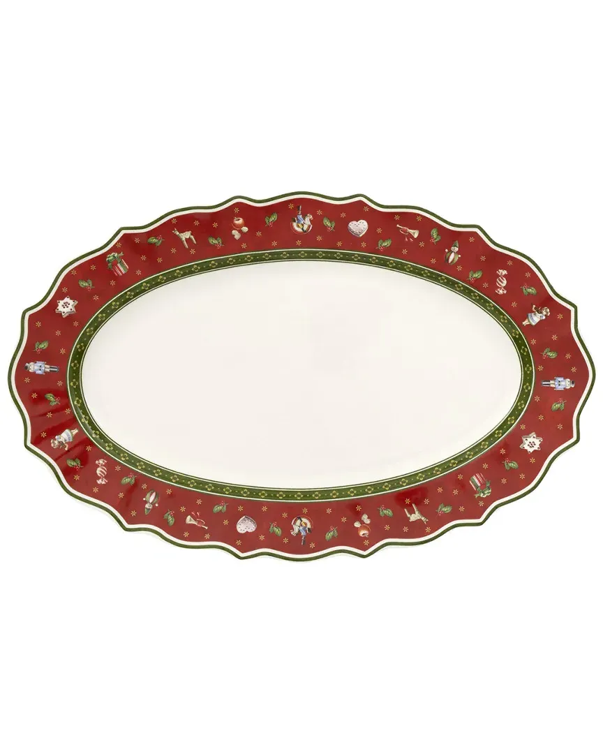 Christmas Toy's Delight Medium Oval Platter - White image