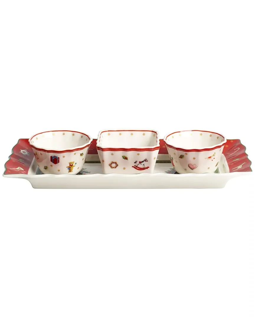 Christmas Toy's Delight Set of 3 Dip Bowls with Tray image