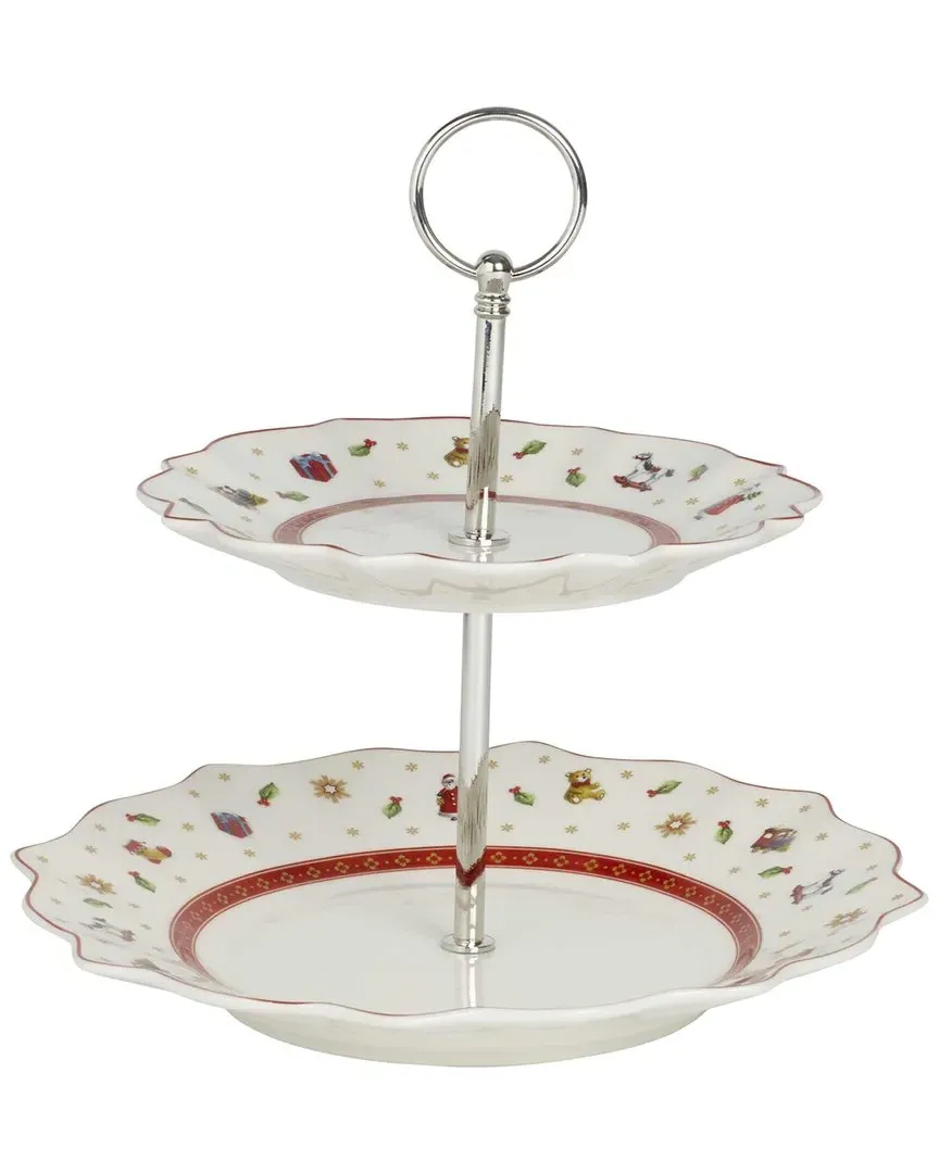 Christmas Toy's Delight Small Two Tiered Server - Porcelain image