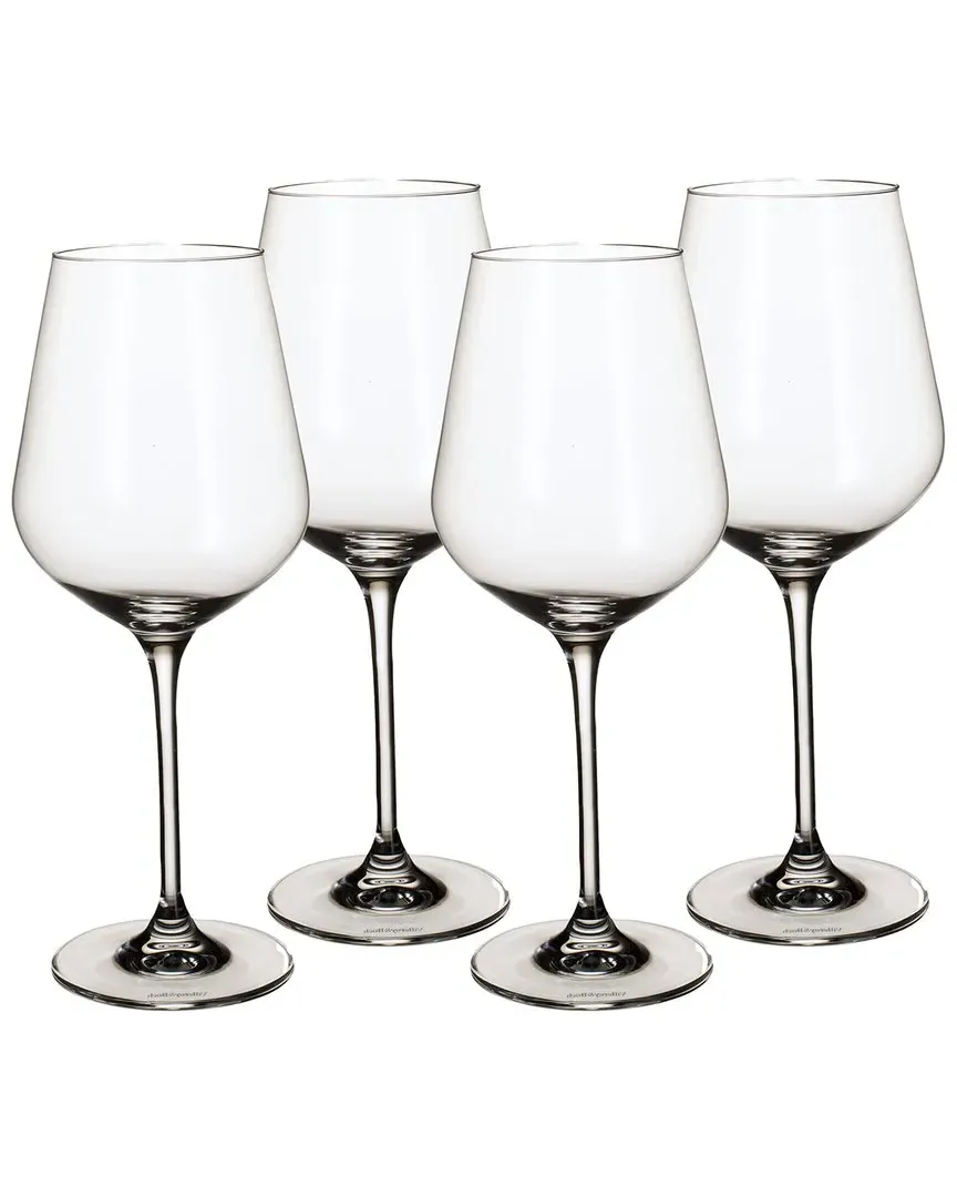 La Divina Set of 4 Burgundy Glasses - Clear, Crystal