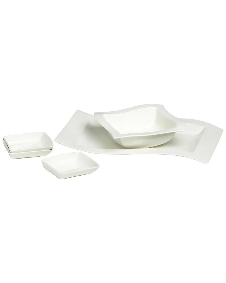 New Wave 5-Piece Serving Set - White, Porcelain