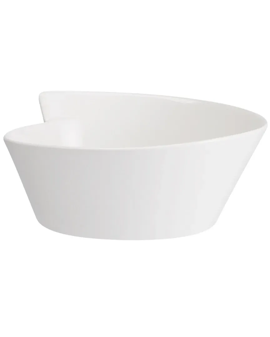 New Wave Large Round Salad Bowl - White, Porcelain