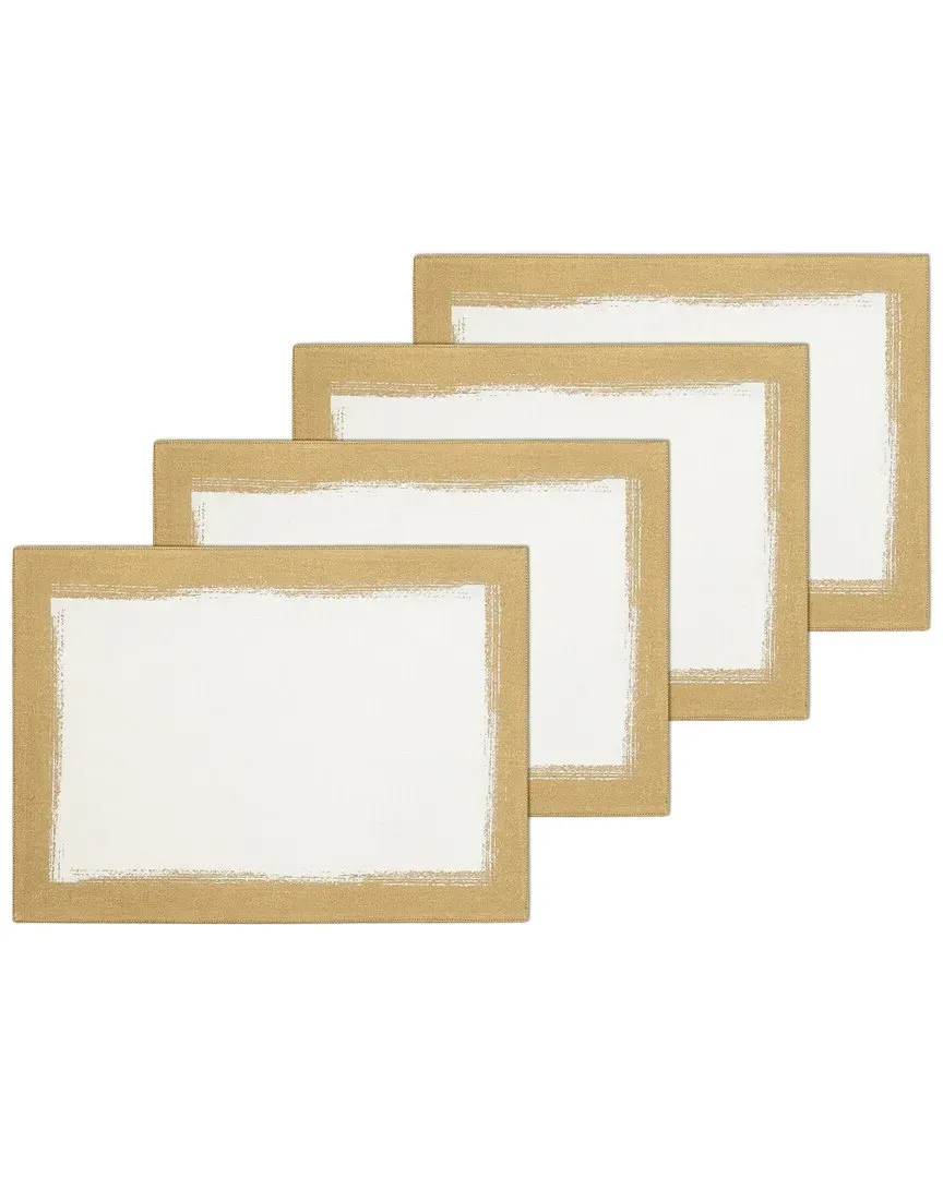 Set of 4 Metallic Brushstroke Placemats - Ivory, Linen image