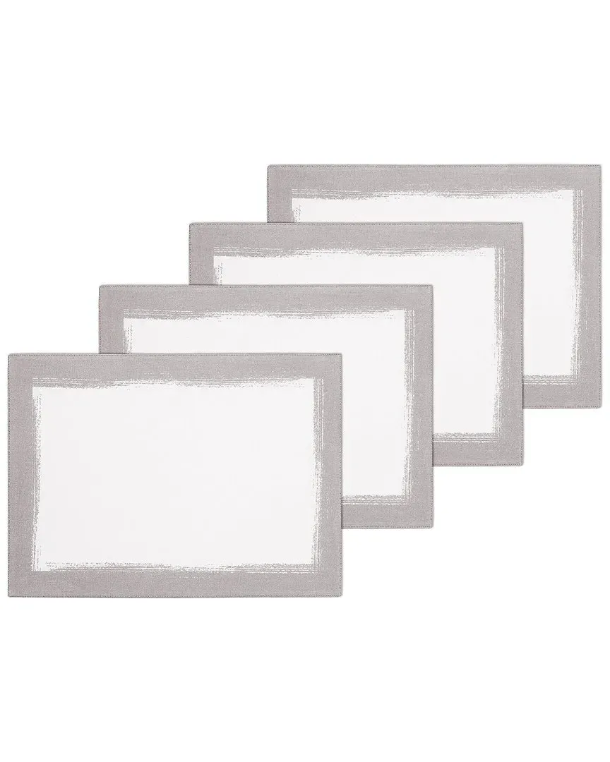 Set of 4 Metallic Brushstroke Placemats - White, Linen