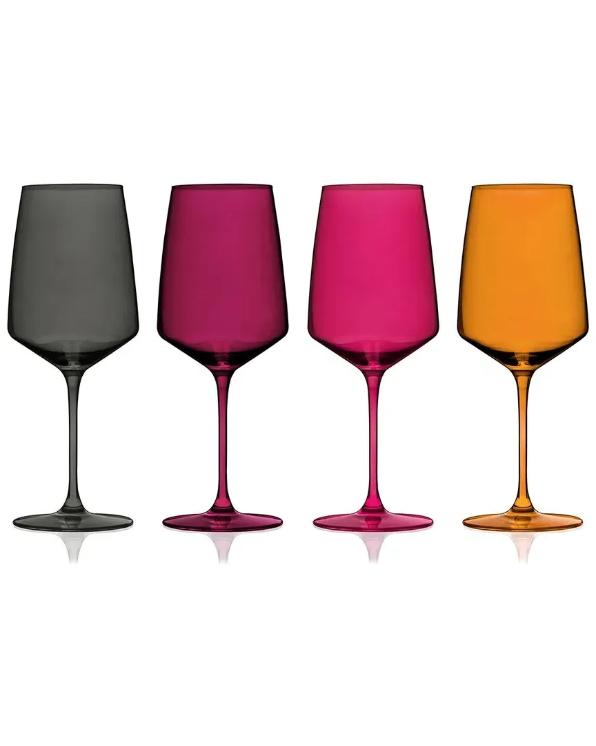 Set of 4 Sunset Reserve Nouveau Crystal Wine Glasses - Multicolor image
