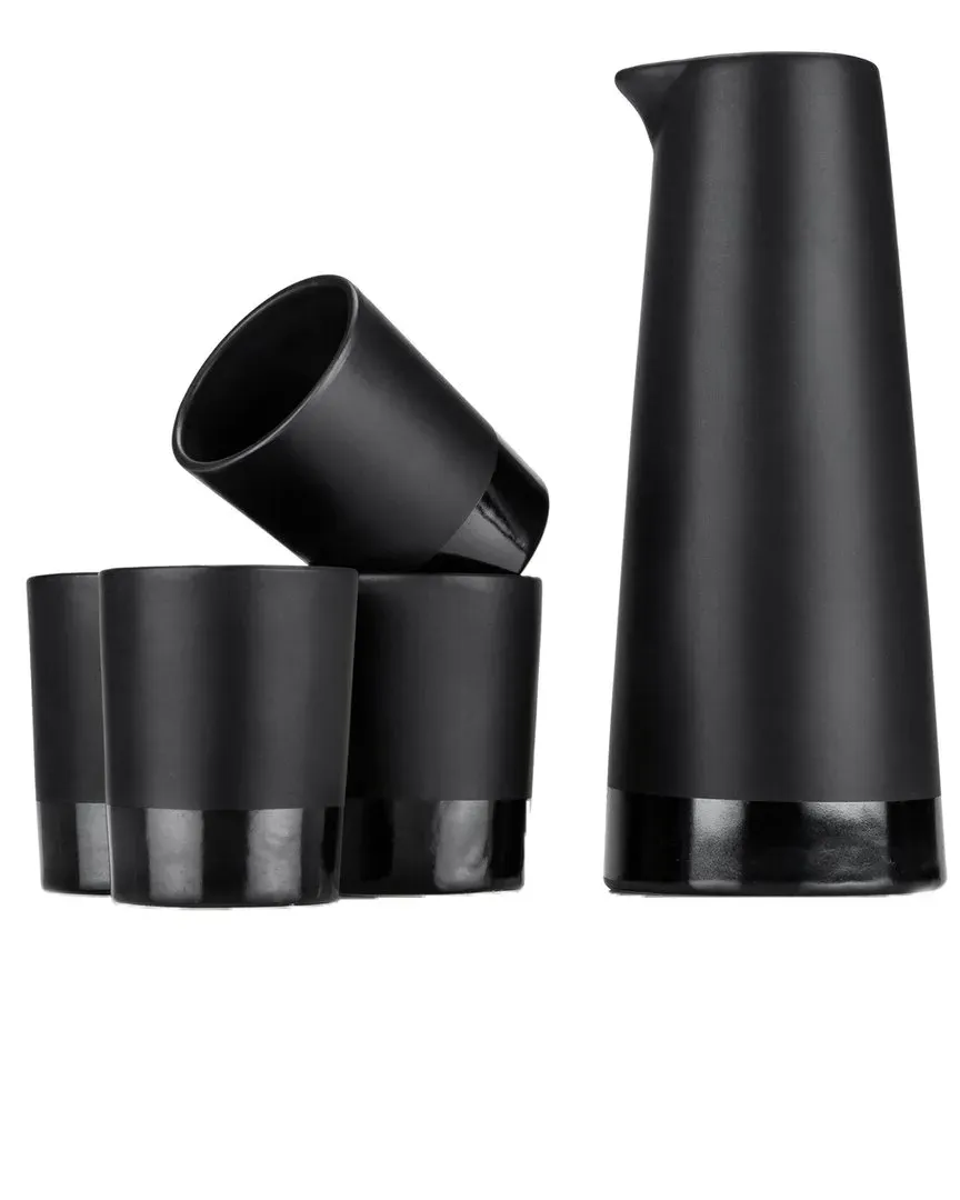 Warren 5-Piece Sake Set - Black, Stoneware image