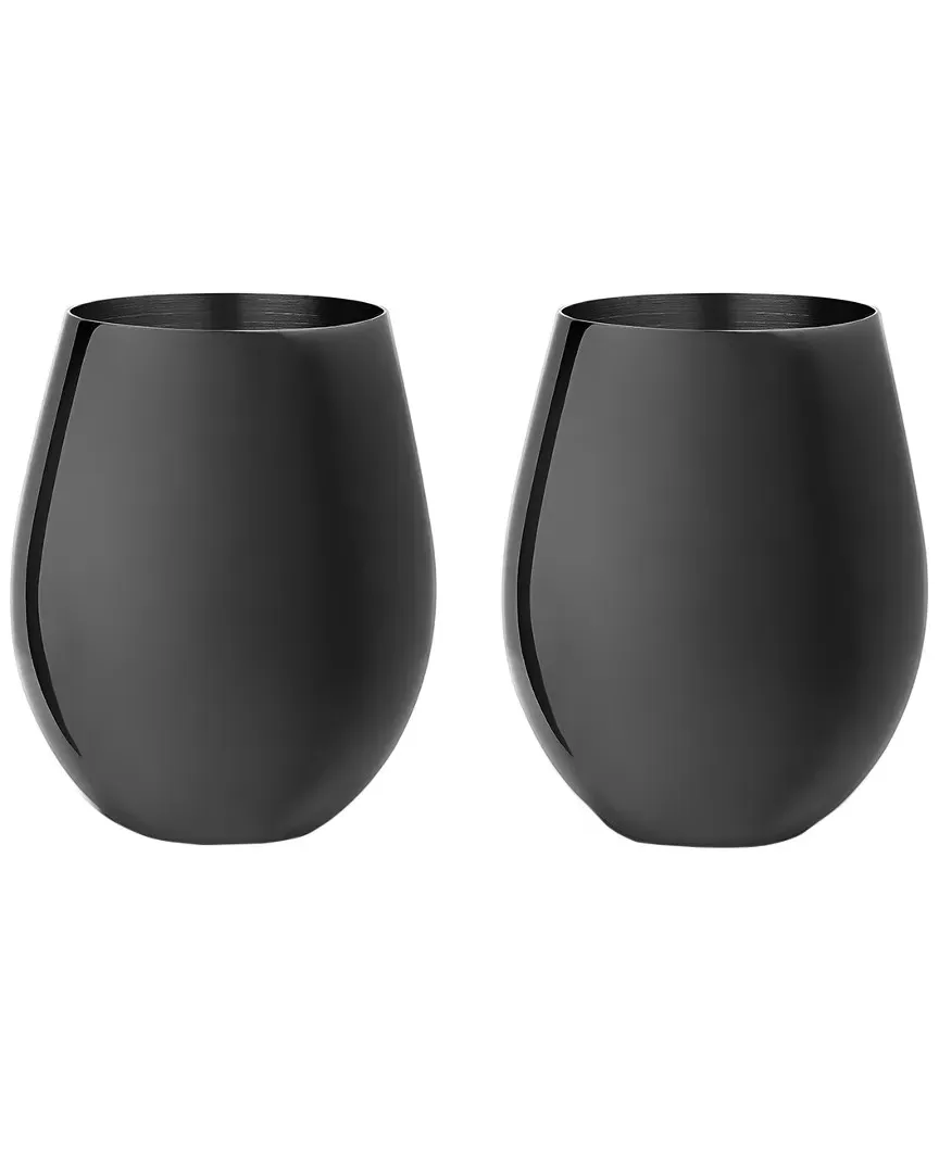 Warren Stemless Wine Glasses - Gunmetal Black image