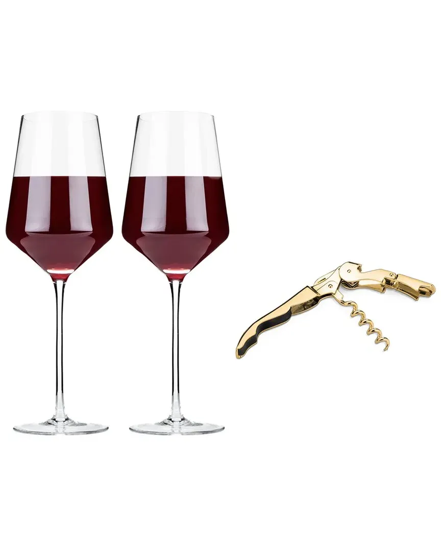 Wine Glass and Corkscrew Gift Box - Clear image