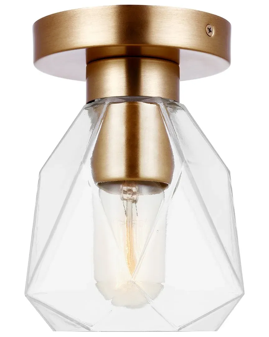 Quinn 1-Light Semi-Flush Mount - Satin Brass, Glass image