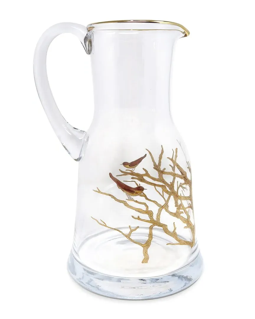 Bird Design Glass Pitcher - Gold image
