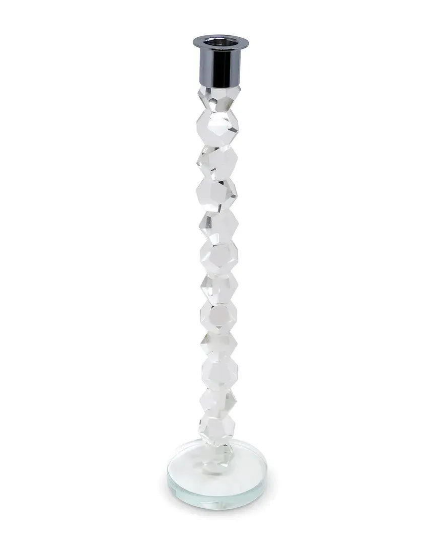Crystal Dimensional Candlestick - Silver, Clear image