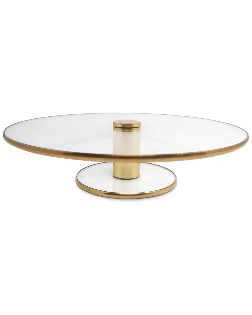 Glass Cake Plate - Clear, Gold