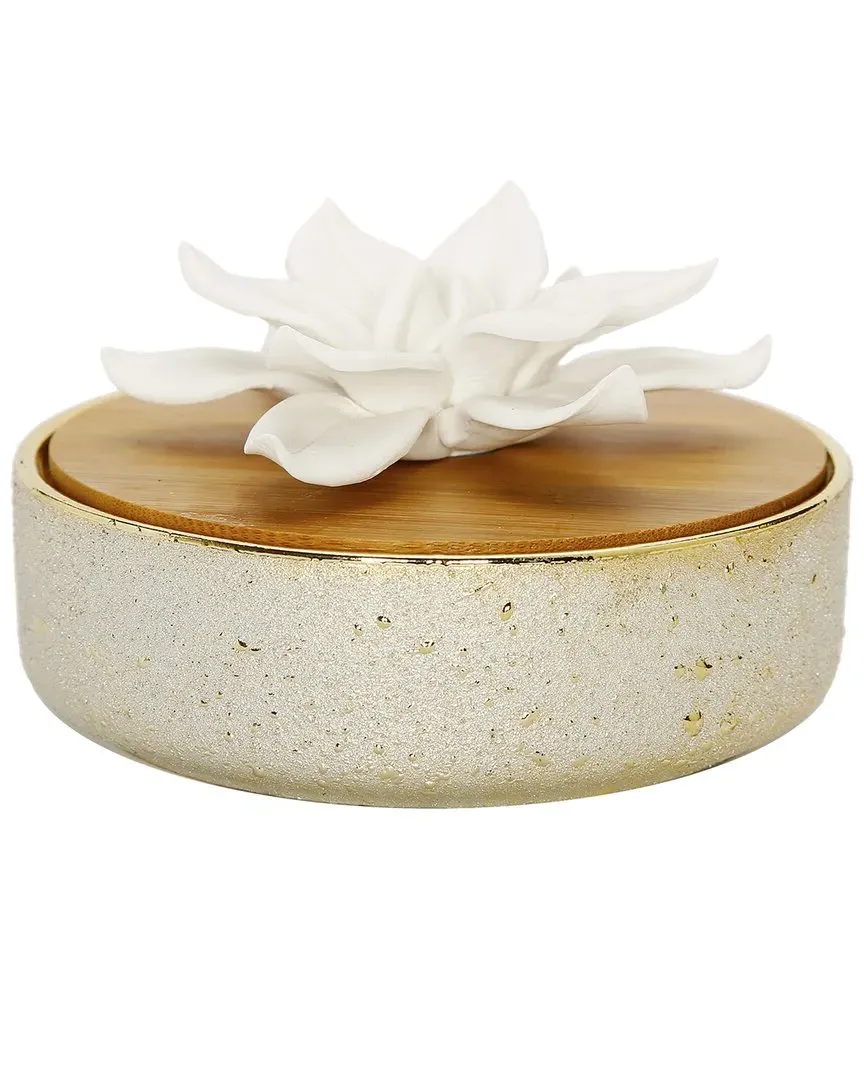 Hemispheric Diffuser with Flower - Gold, Ceramic