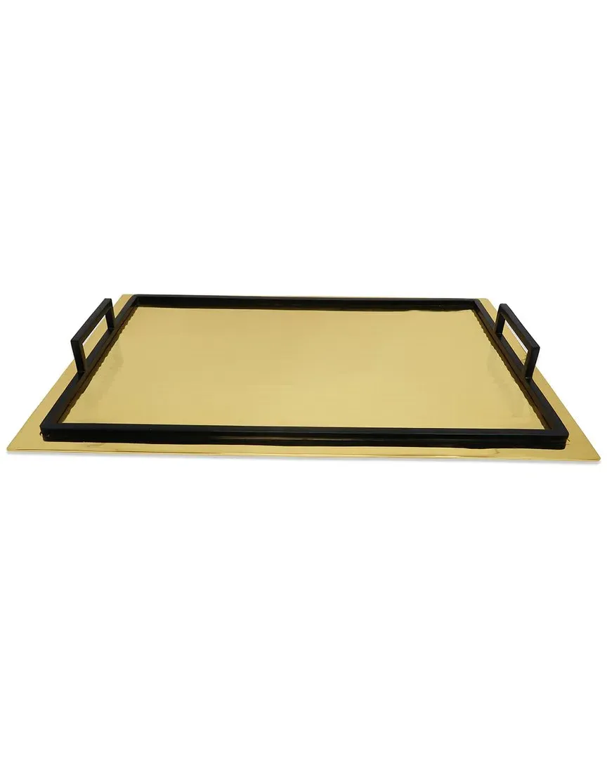 Large Serving Tray with Handles - Gold, Stainless Steel