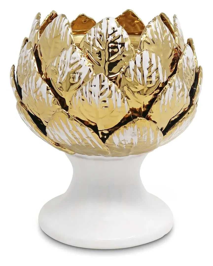 Leaf Tealight Holder - White, Metal