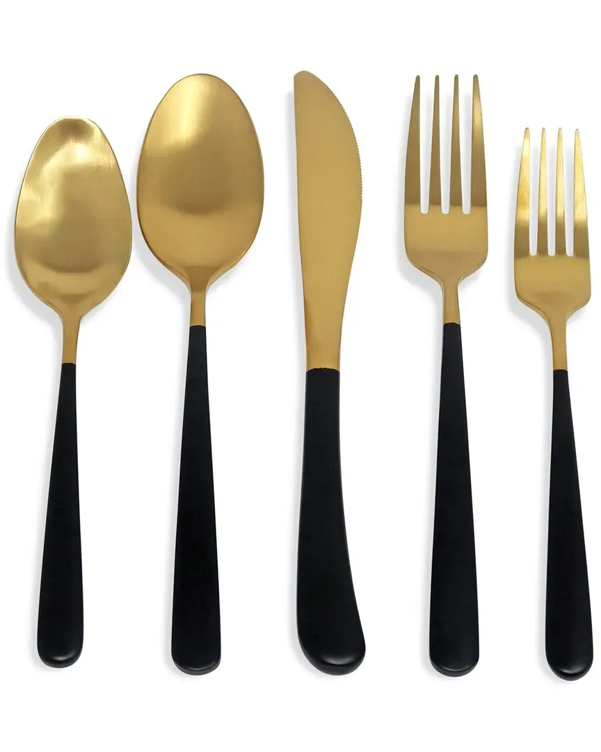 Matte 20pc Colorblock Flatware Set - Gold, Stainless Steel