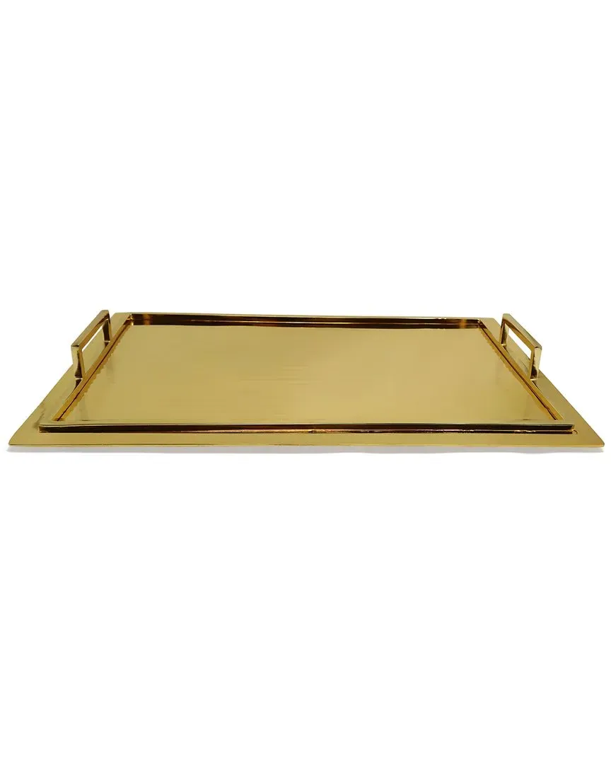 Medium Serving Tray with Handles - Gold, Stainless Steel