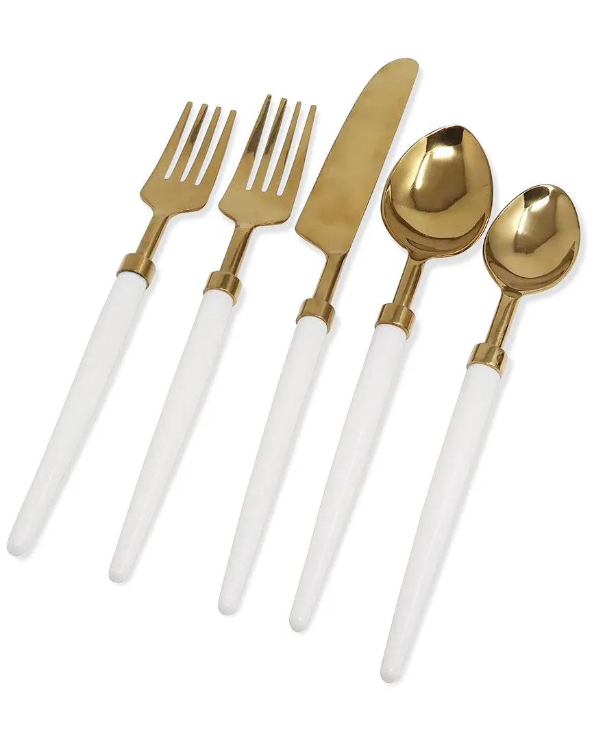 Service For 4 20pc Flatware Set - White, Stainless Steel