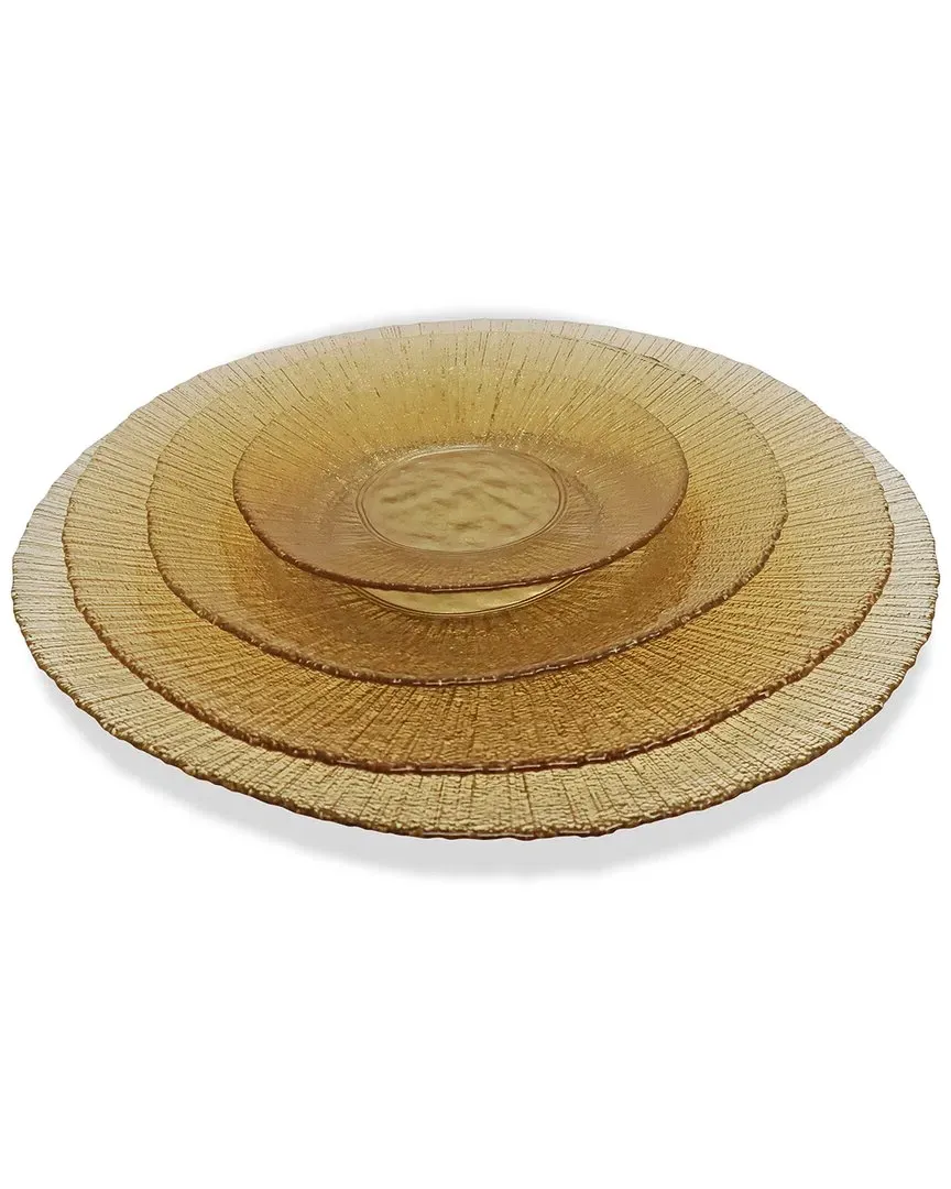 Set of 4 Charger Plates - Clear Gold, Glass