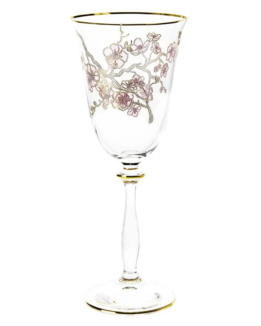 Set of 4 Floral Design Water Glasses - Gold image
