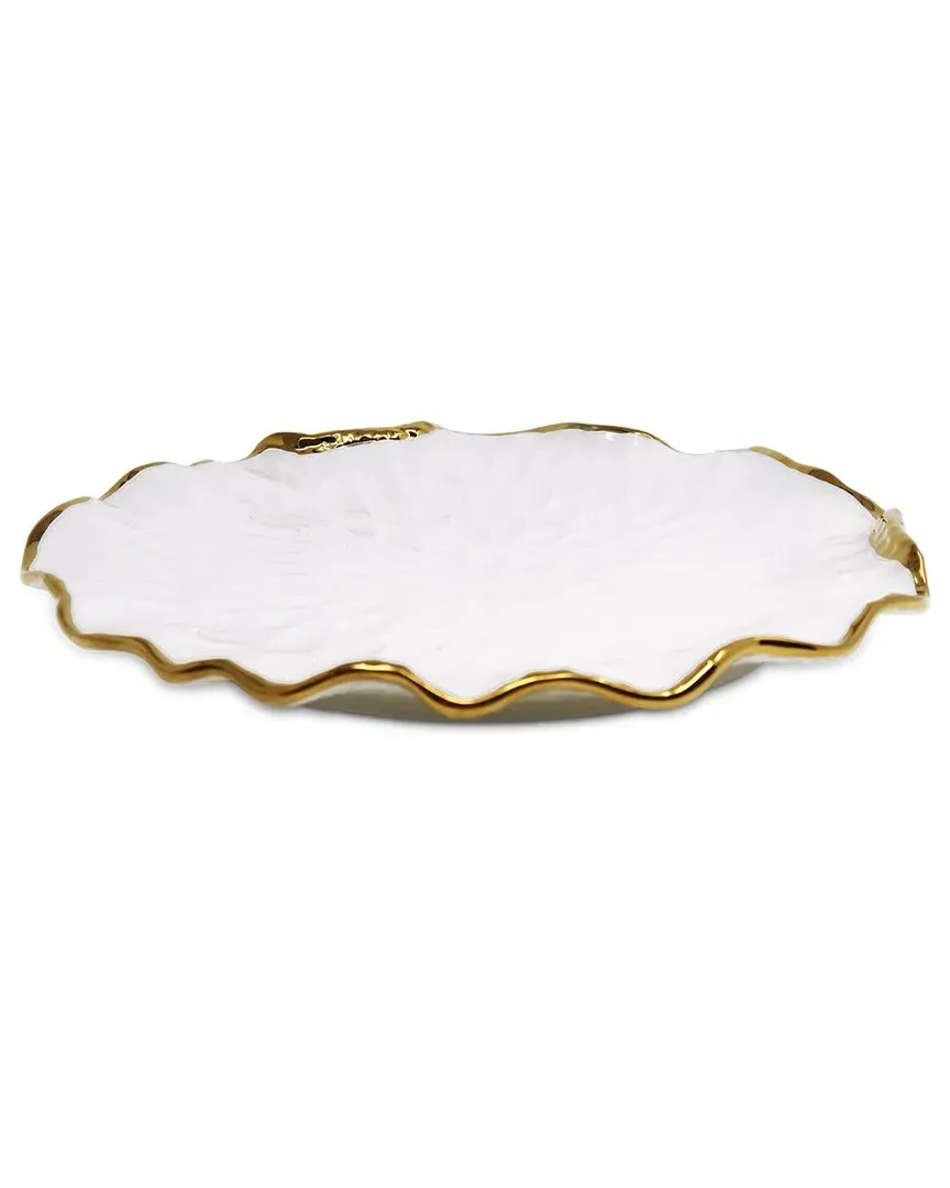 Set of 4 Hammered Dinner Plates - White, Bone China