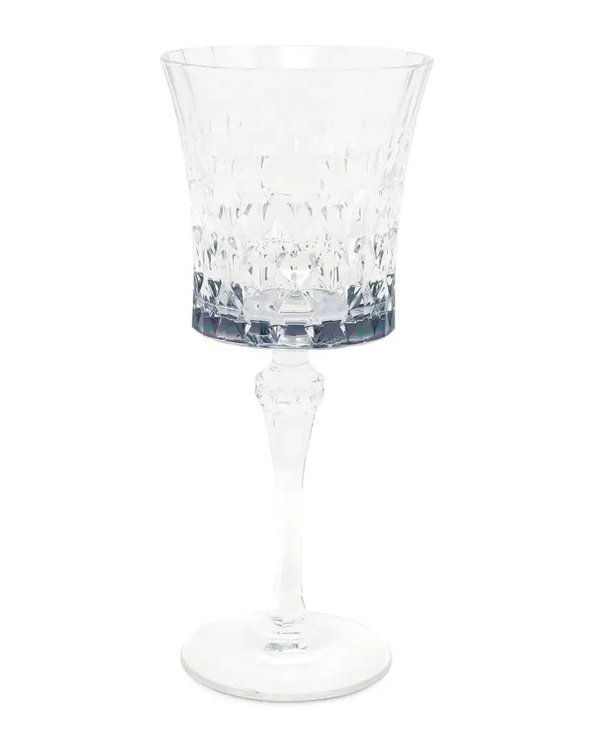 Set of 6 Diamond Water Glasses with Shade - Smoked, Glass