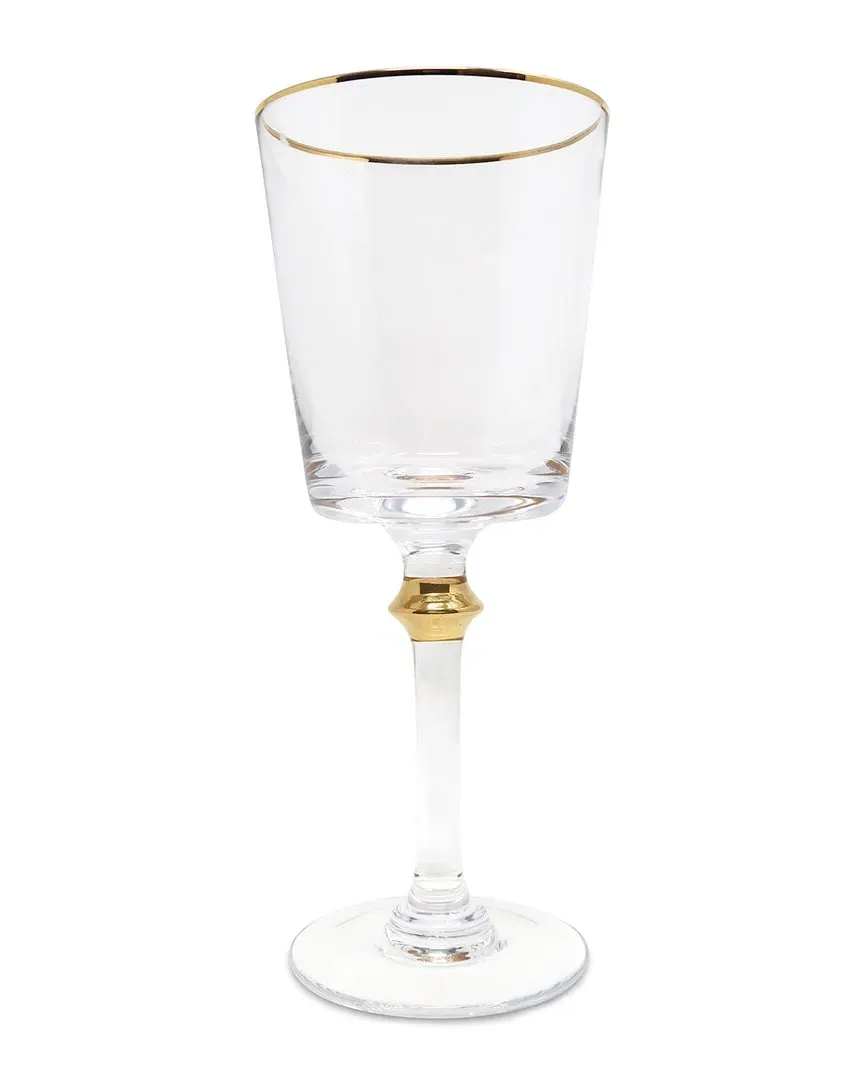 Set of 6 Glasses with Rim on Stem - Gold