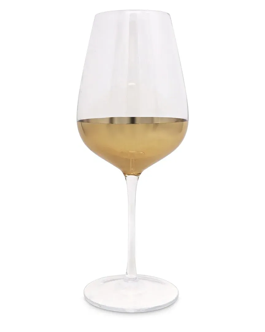Set of 6 Water Glasses with Bottom Detail - Gold, Glass