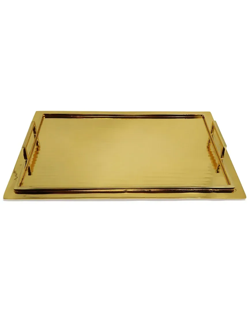 Small Serving Tray with Handles - Gold, Stainless Steel image