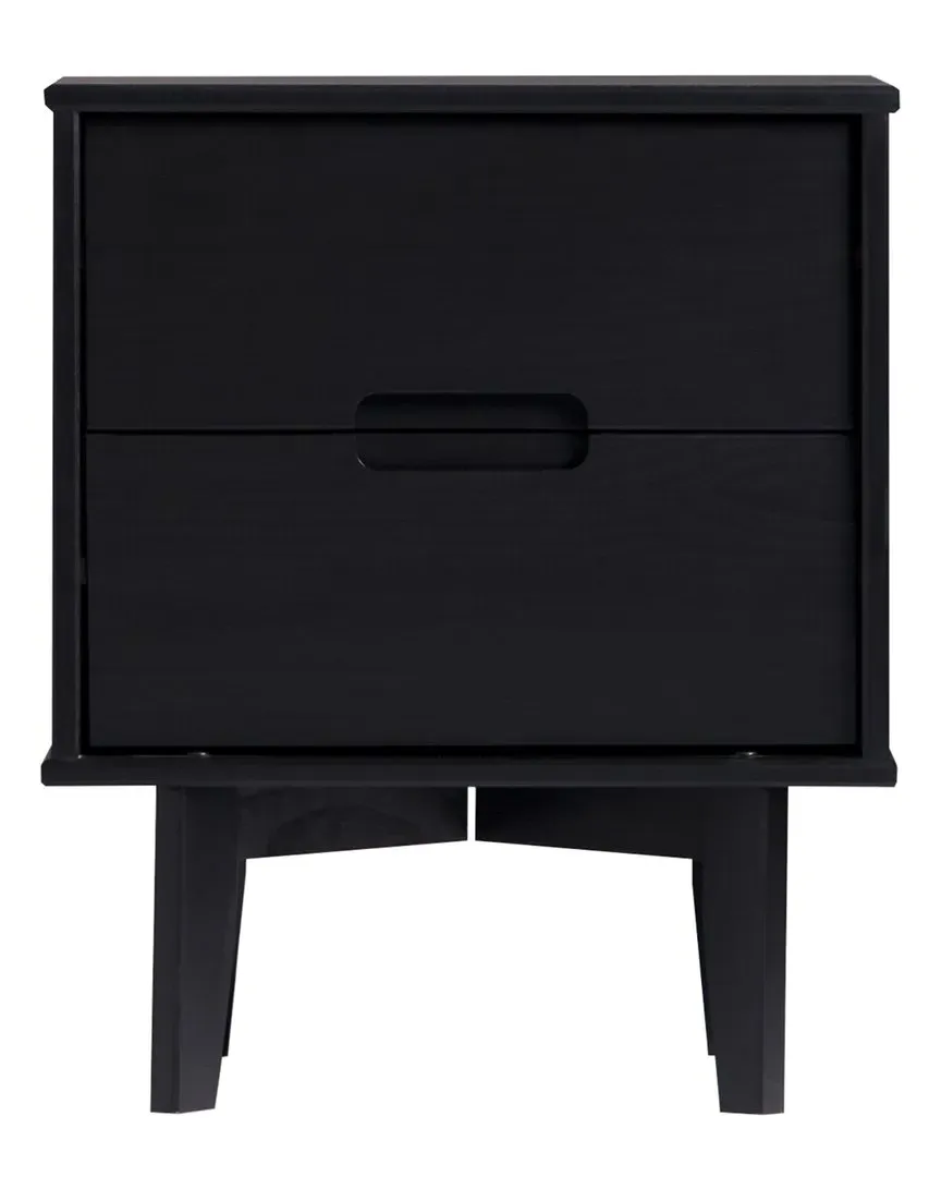 2-Drawer Groove Handle Nightstand - Black, Pine Wood image