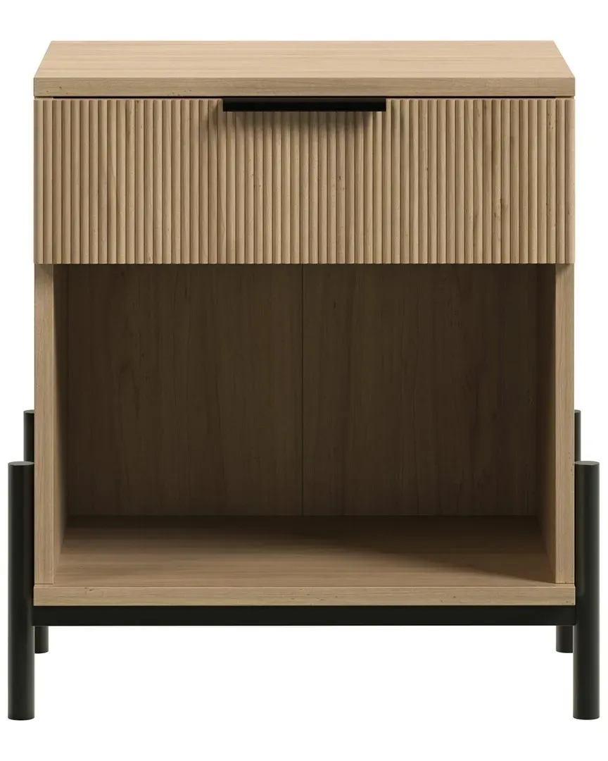 24in Reeded Wood 1-Drawer Nightstand - Coastal Oak