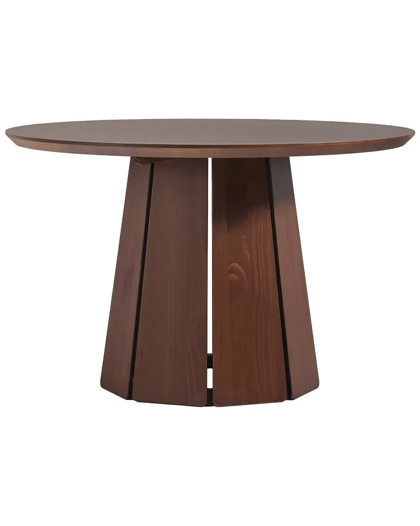 48in Round Solid Wood Pedestal Dining Table - Brown image