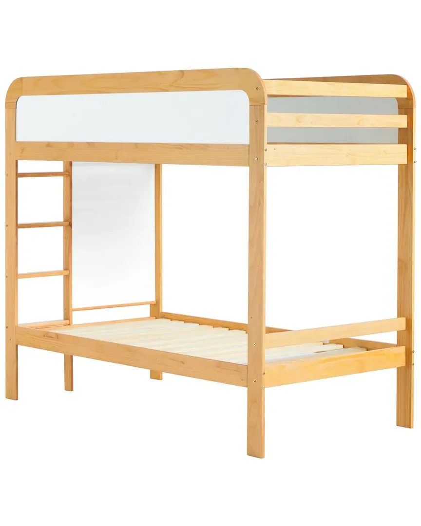 Adyn Twin-Over-Twin Bunk Bed with Ladder - Natural Pine image