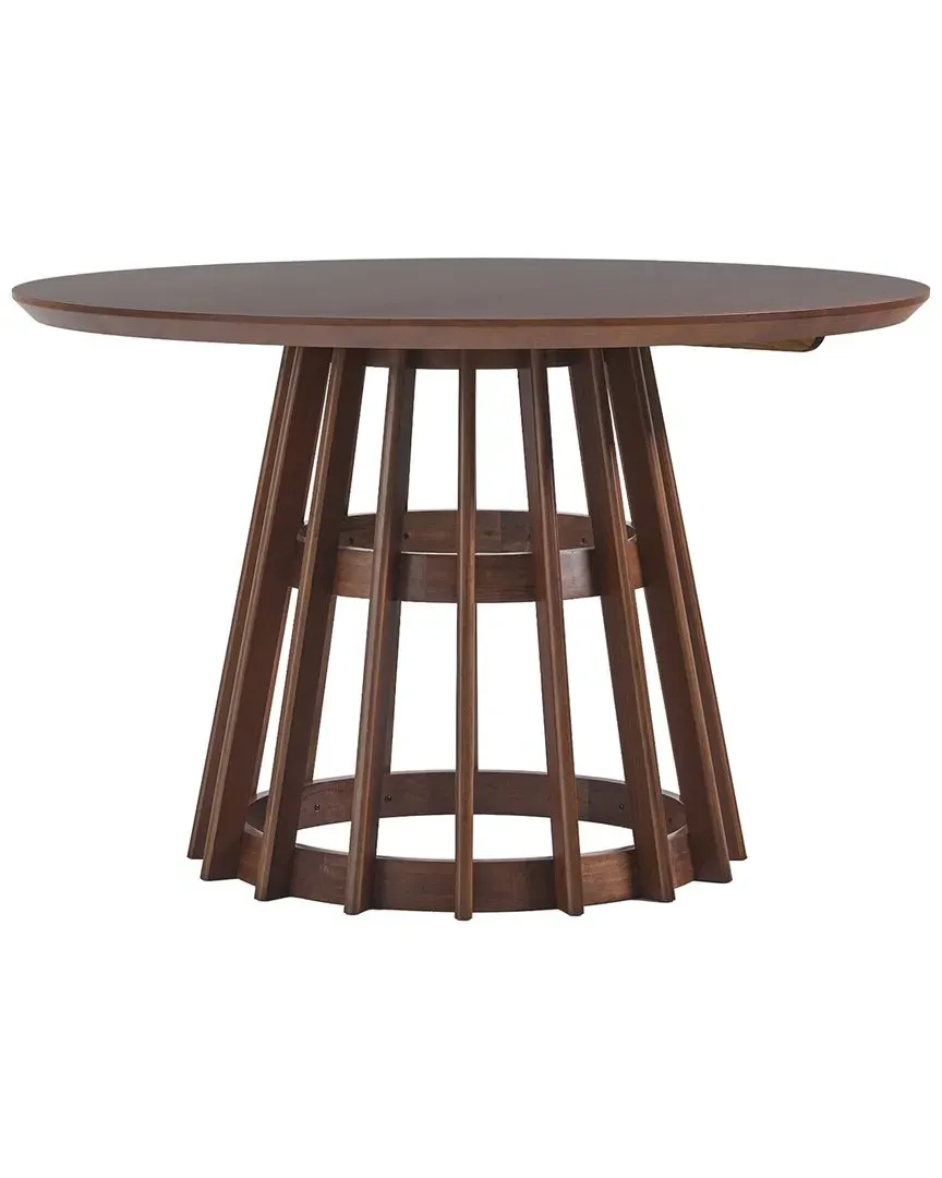 Hamlin 48in Round Dining Table with Slatted Base - Brown image