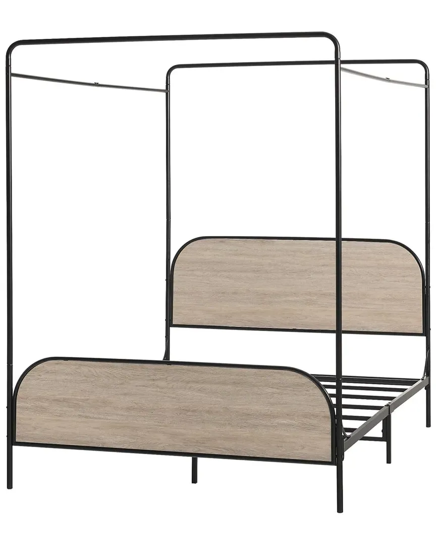 Industrial Bent Metal Queen Canopy Bed - Smoked Oak image