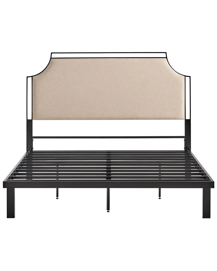 Mimi Upholstered Metal Queen Bed - Tan