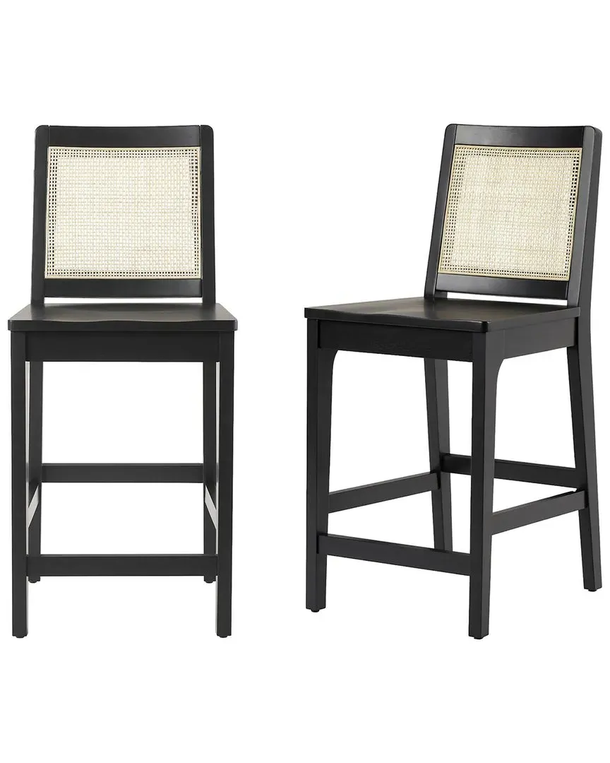 Set of 2 Counter Stools - Black, Rubberwood image