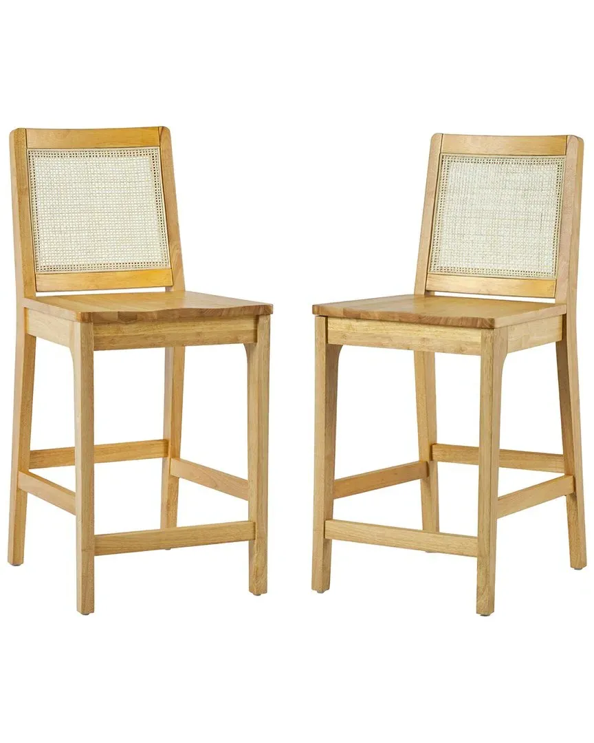 Set of 2 Counter Stools - Natural, Rubberwood