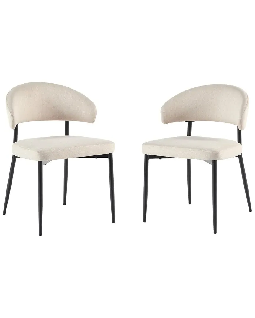 Set of 2 Curved Back Upholstered Dining Chairs - White image