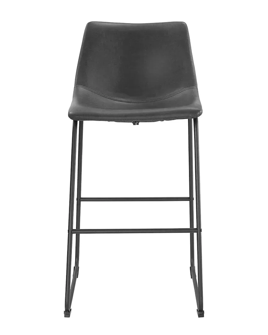 Set of Two 30in Barstools - Black, Faux Leather