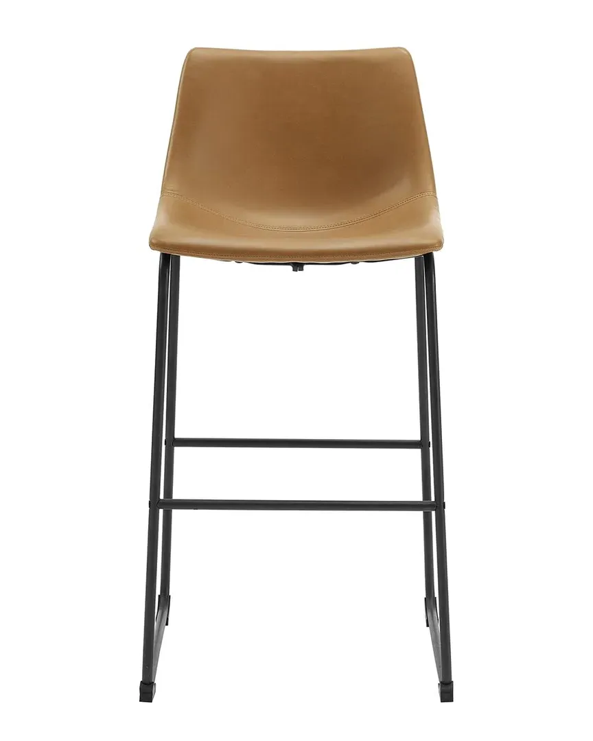 Set of Two 30in Barstools - Whiskey Brown, Faux Leather image