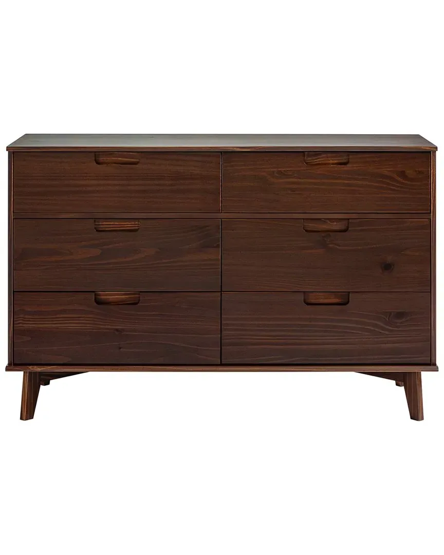 Sloane 6-Drawer Dresser with Groove Handles - Walnut, Pine