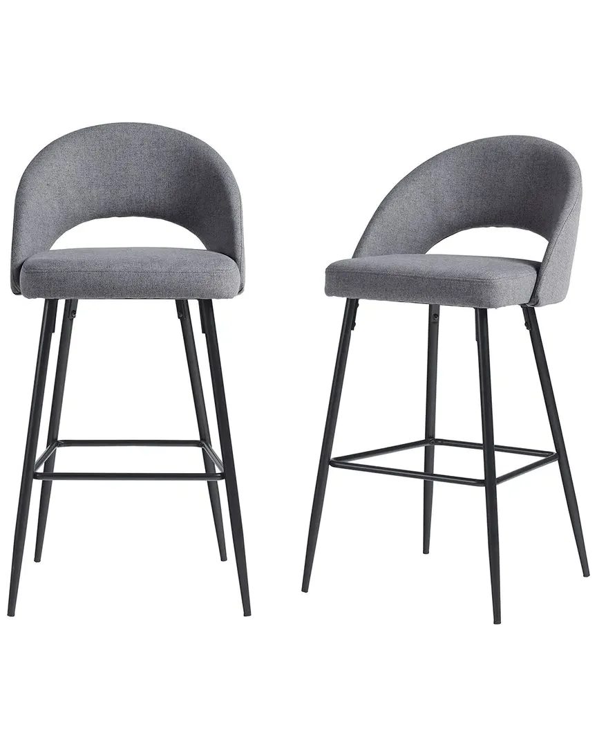 Walker Edison O Upholstered Bar Stool - Charcoal image