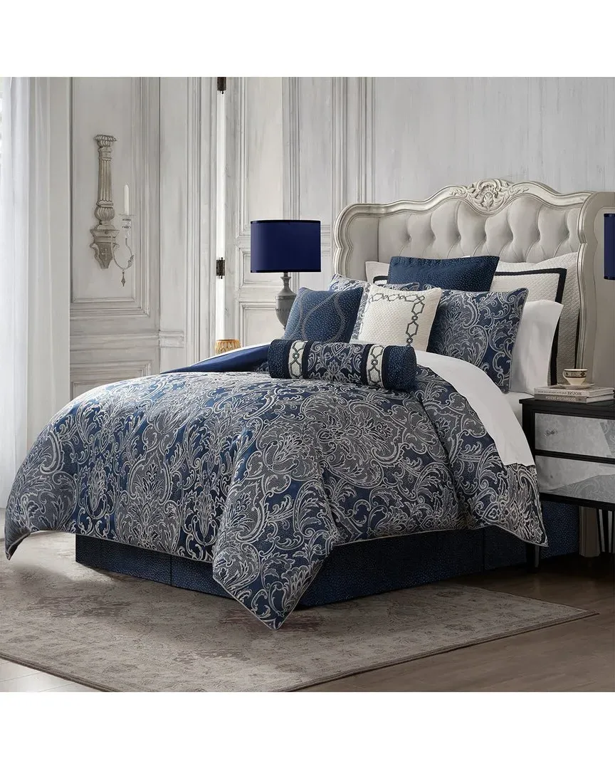 Blarney 4-Piece Comforter Set - Navy, Polyester