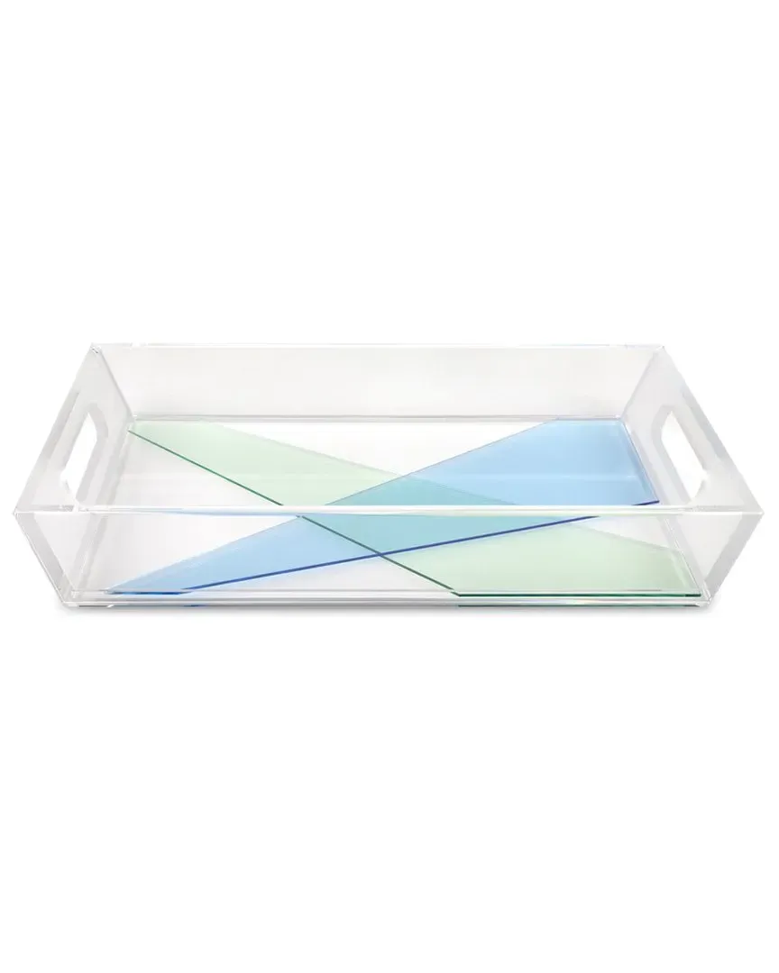 Clear Acrylic Tray with Sea Glass & Pale Blue Accents image
