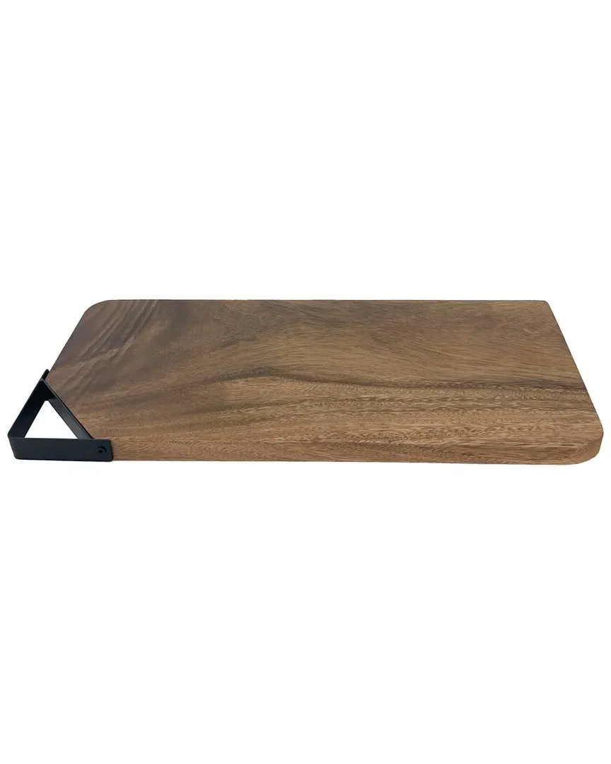 20In Serving Board with Metal Handle - Brown, Acacia Wood