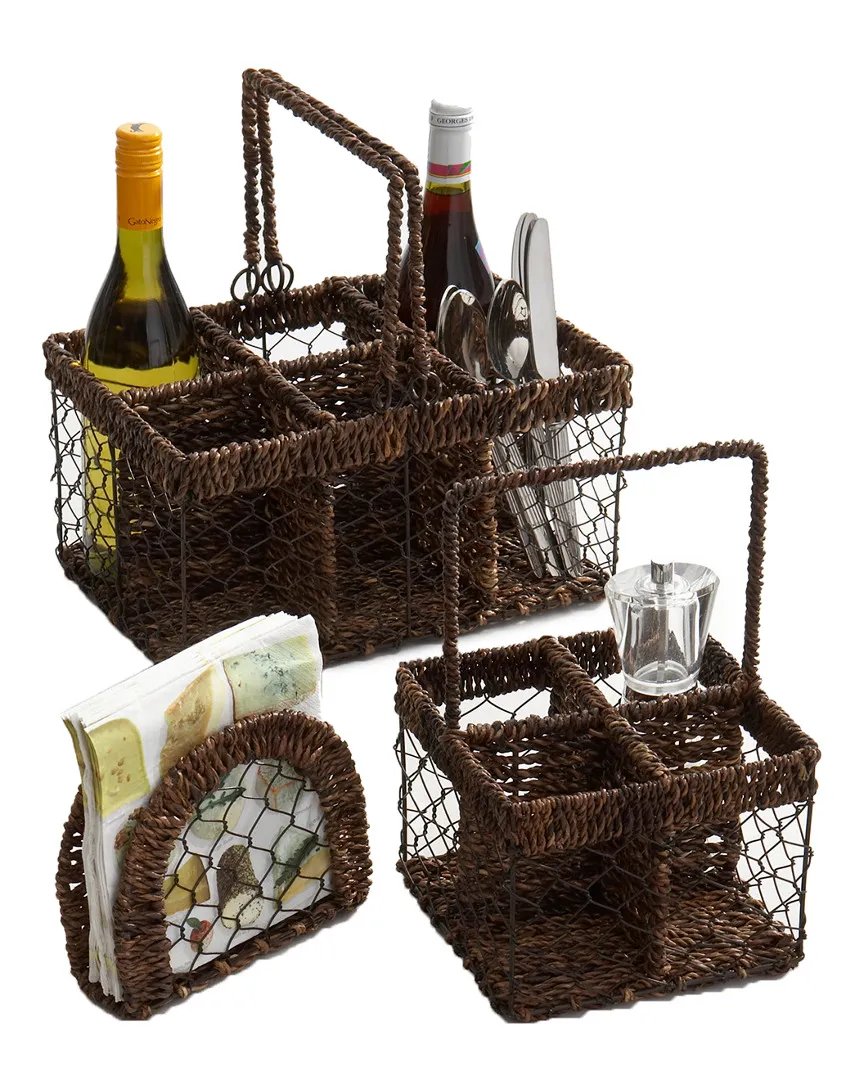3-Piece Indoor Outdoor Serving Set with Wine Caddy image