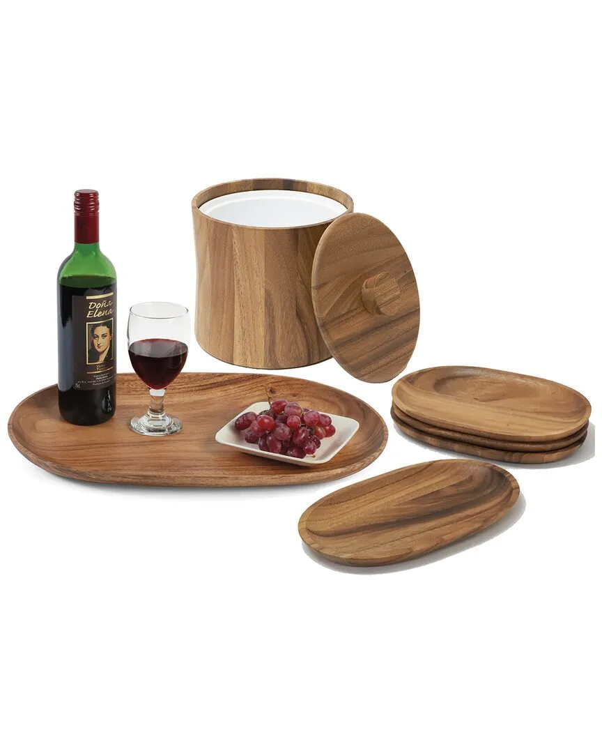 3qt Ice Bucket with Extra Large Tray Set - Brown, Acacia