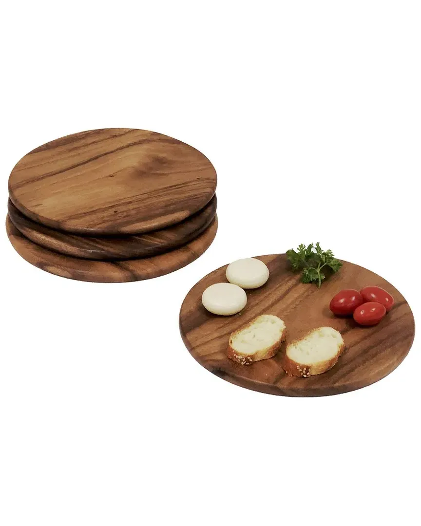 4pc Round Serving Platter Set - Acacia Wood image